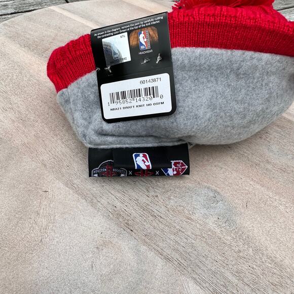 Houston Rockets Mens Winter Hat Red New Era Cuffed Pom Knit Lined 2021 Draft New - Picture 5 of 11